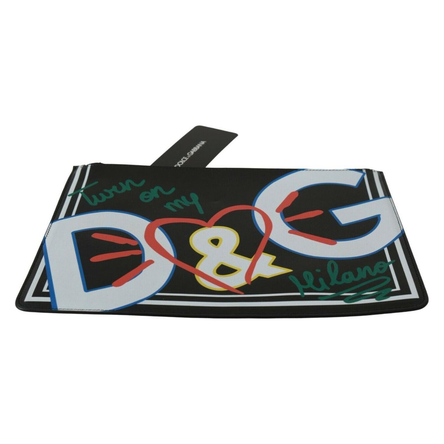 Dolce & Gabbana Black DG Print Mens Zipper Coin Purse Leather Wallet