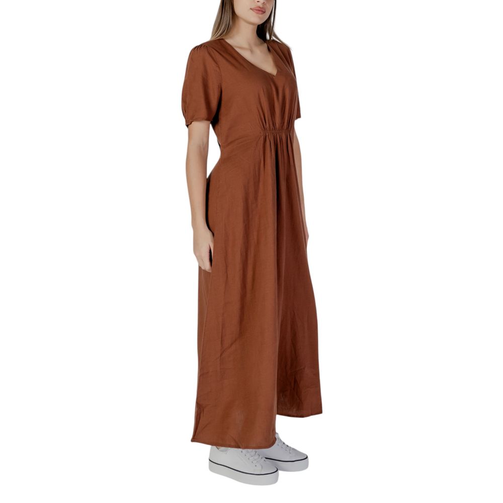 B.Young Brown Linen Long Dress B.Young