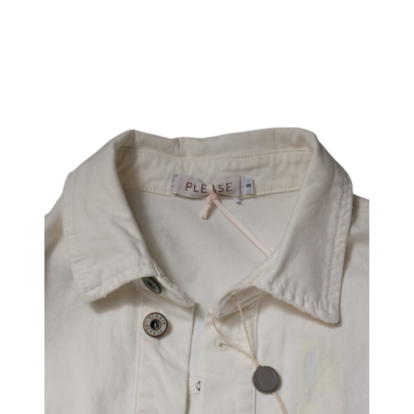 Please White Cotton Short Sleeves Button Down Romper Dress Please