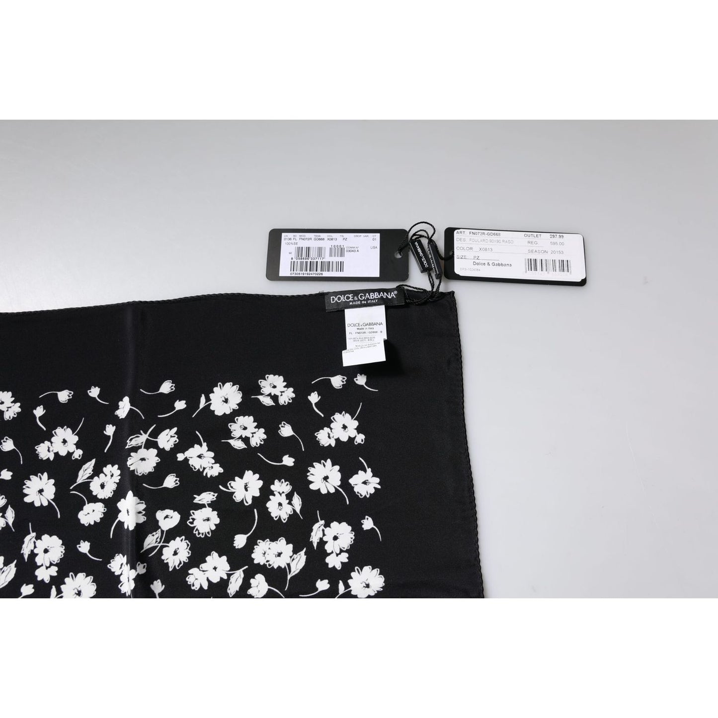 Dolce & Gabbana Black Floral Silk Square Wrap Shawl Scarf
