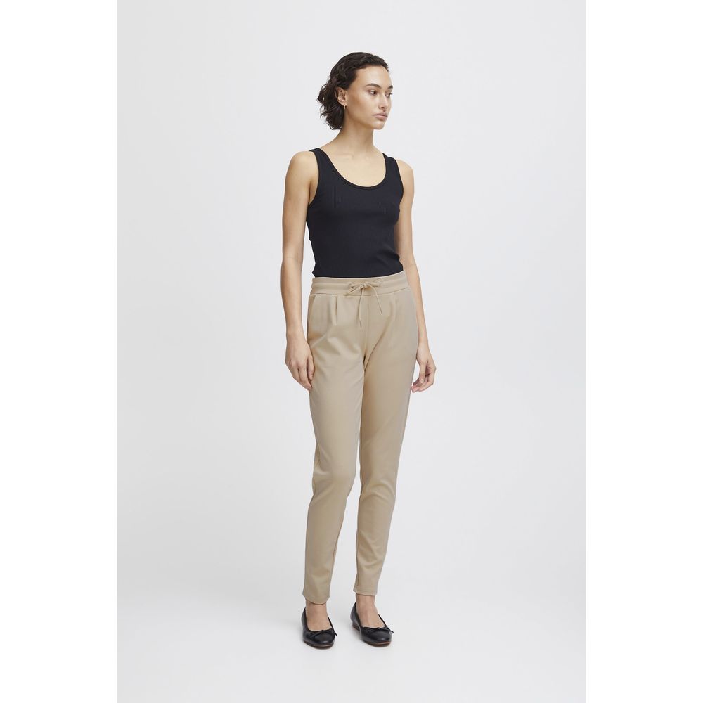 ICHI Beige Polyester Pants ICHI