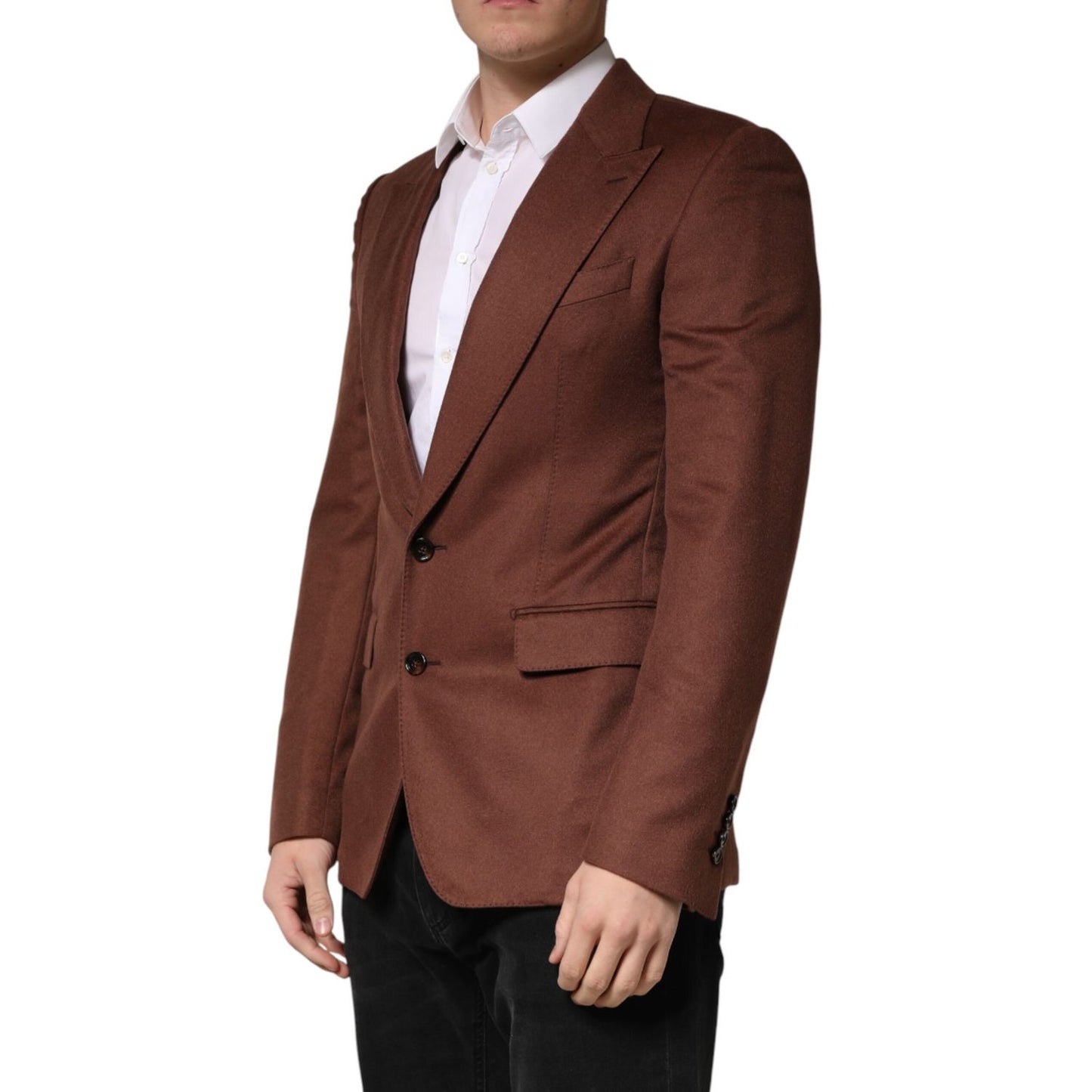 Dolce & Gabbana Brown Cashmere Single Breasted Jacket Blazer