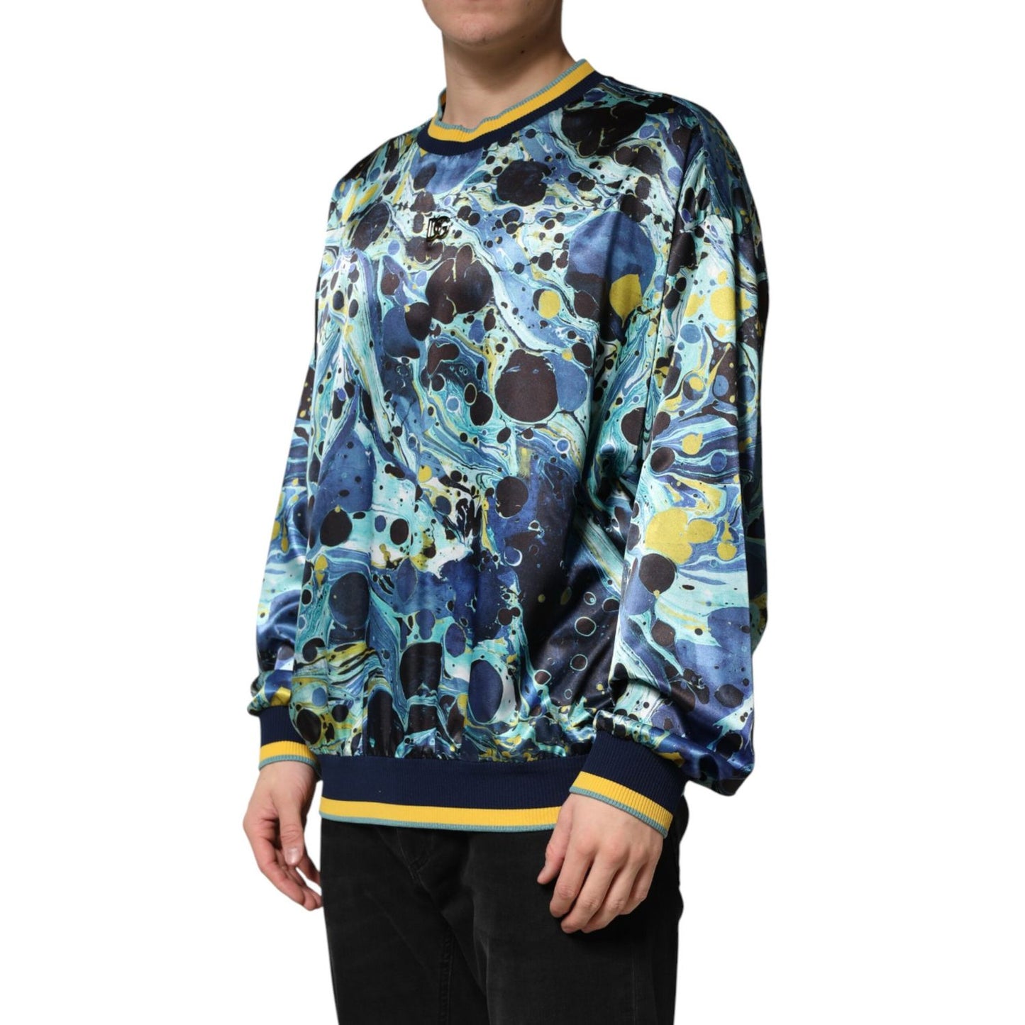 Dolce & Gabbana Multicolor Marble Print Pullover Sweater