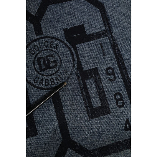 Dolce & Gabbana Blue Cotton Logo Hooded Sweatshirt Sweater