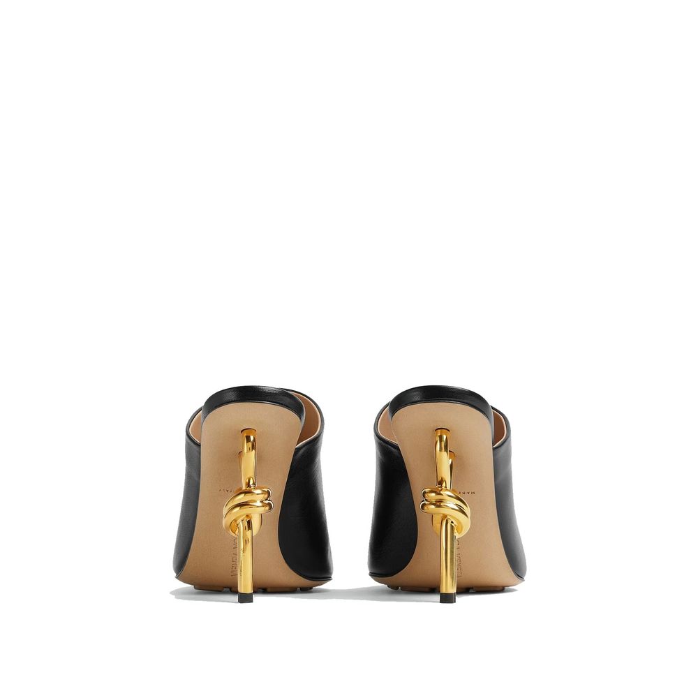 Bottega Veneta Black Lamb Leather Mules