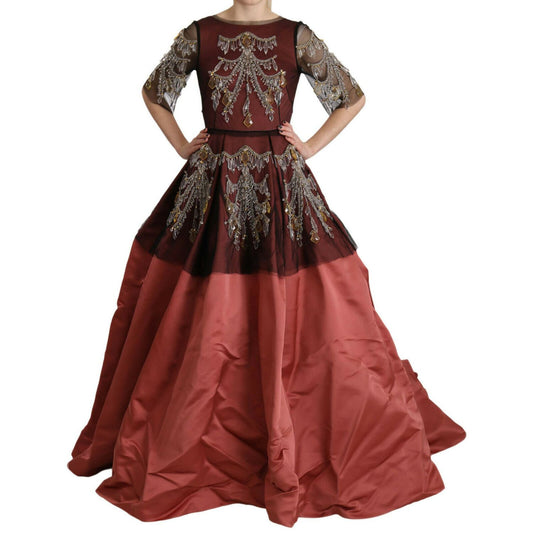 Dolce & Gabbana Crystal Chandelier Silk Princess Gown Dress