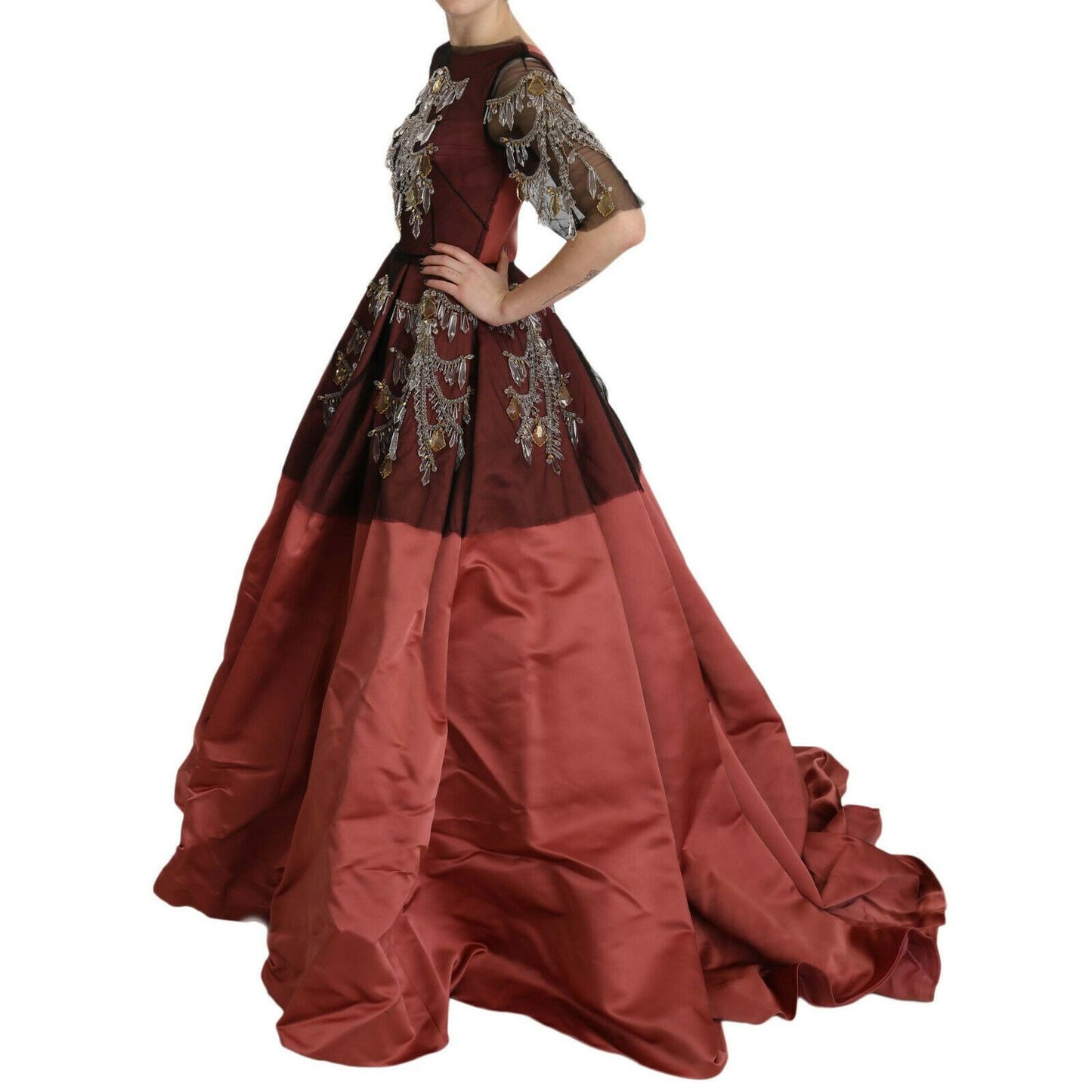 Dolce & Gabbana Crystal Chandelier Silk Princess Gown Dress