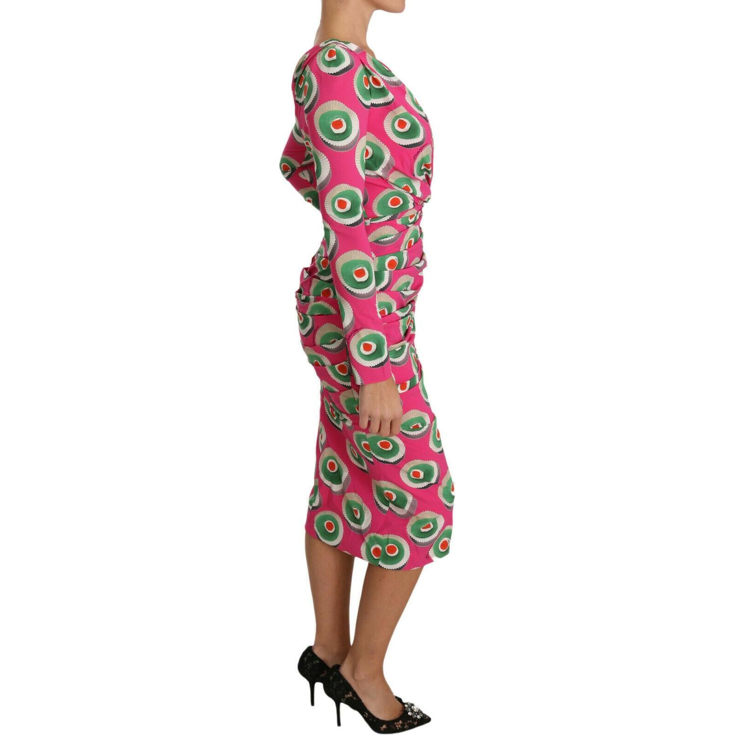Dolce & Gabbana Pink Silk Cup Cake Sheath Stretch  Dress
