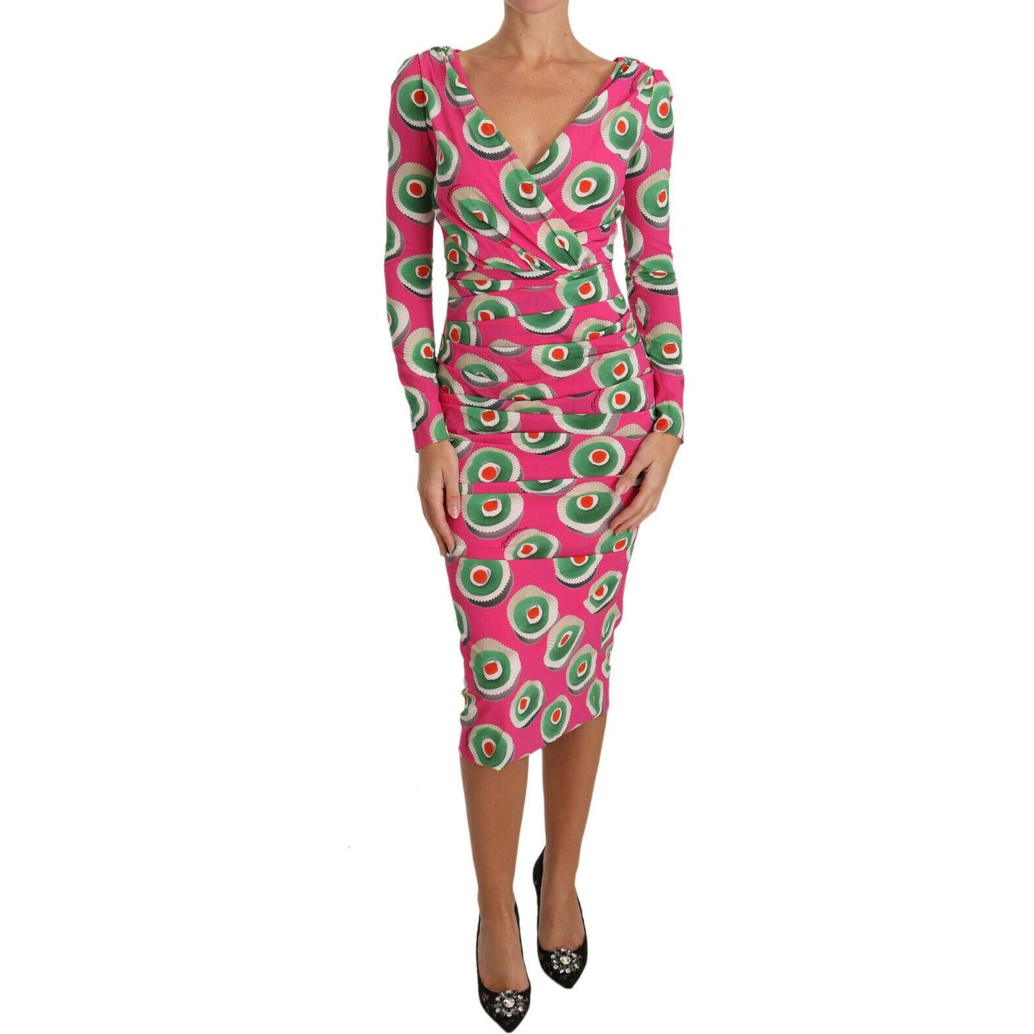 Dolce & Gabbana Pink Silk Cup Cake Sheath Stretch  Dress