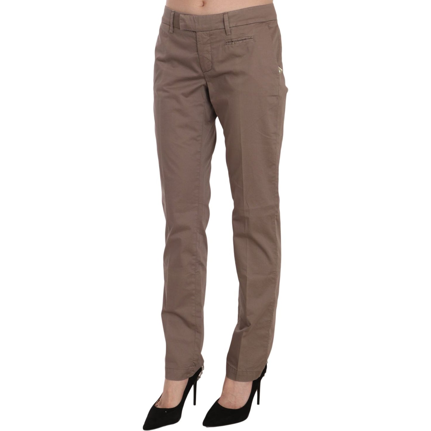 Dondup Chic Brown Straight Cut Trousers Dondup