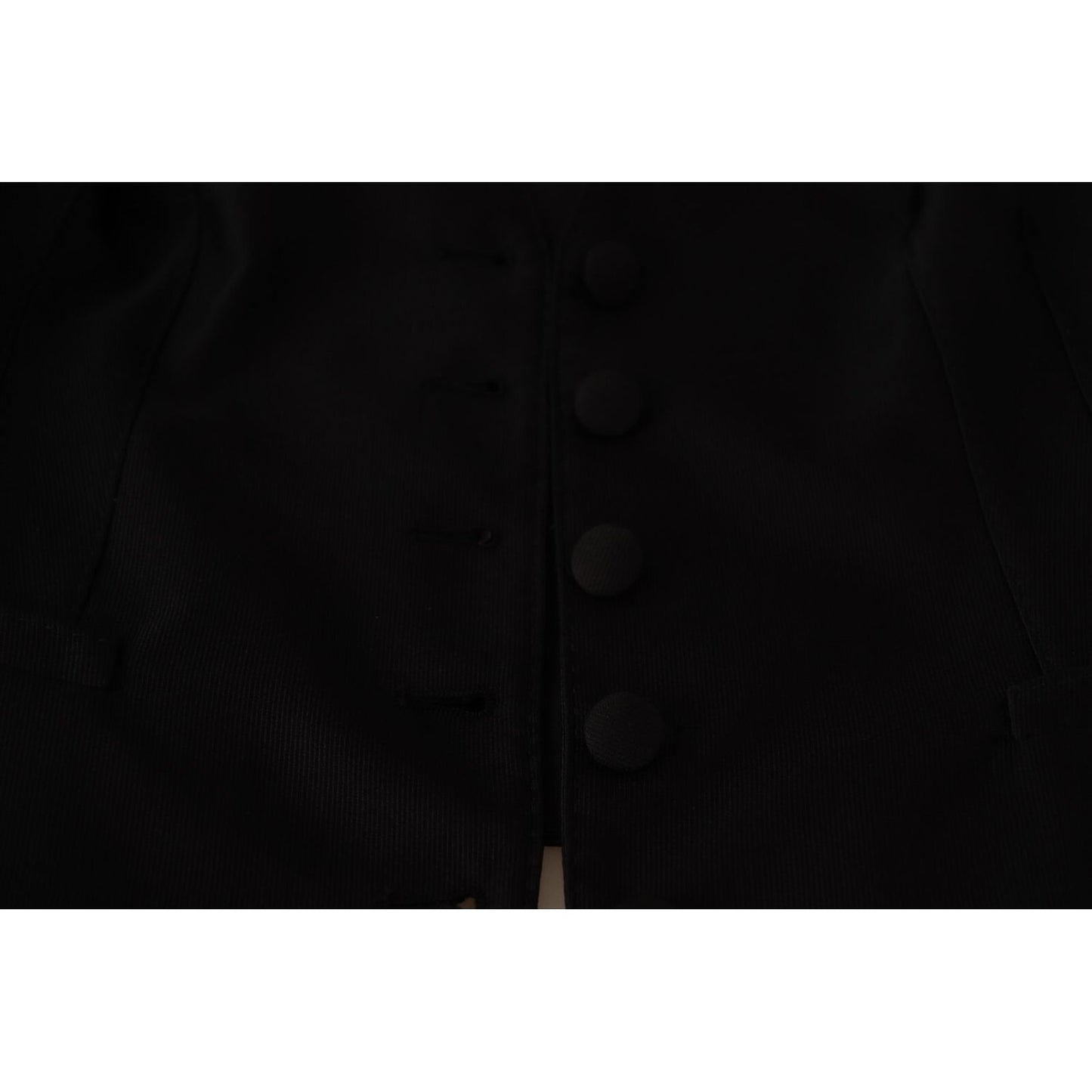 Dolce & Gabbana Solid Black Silk Sleeveless Waistcoat Vest Top