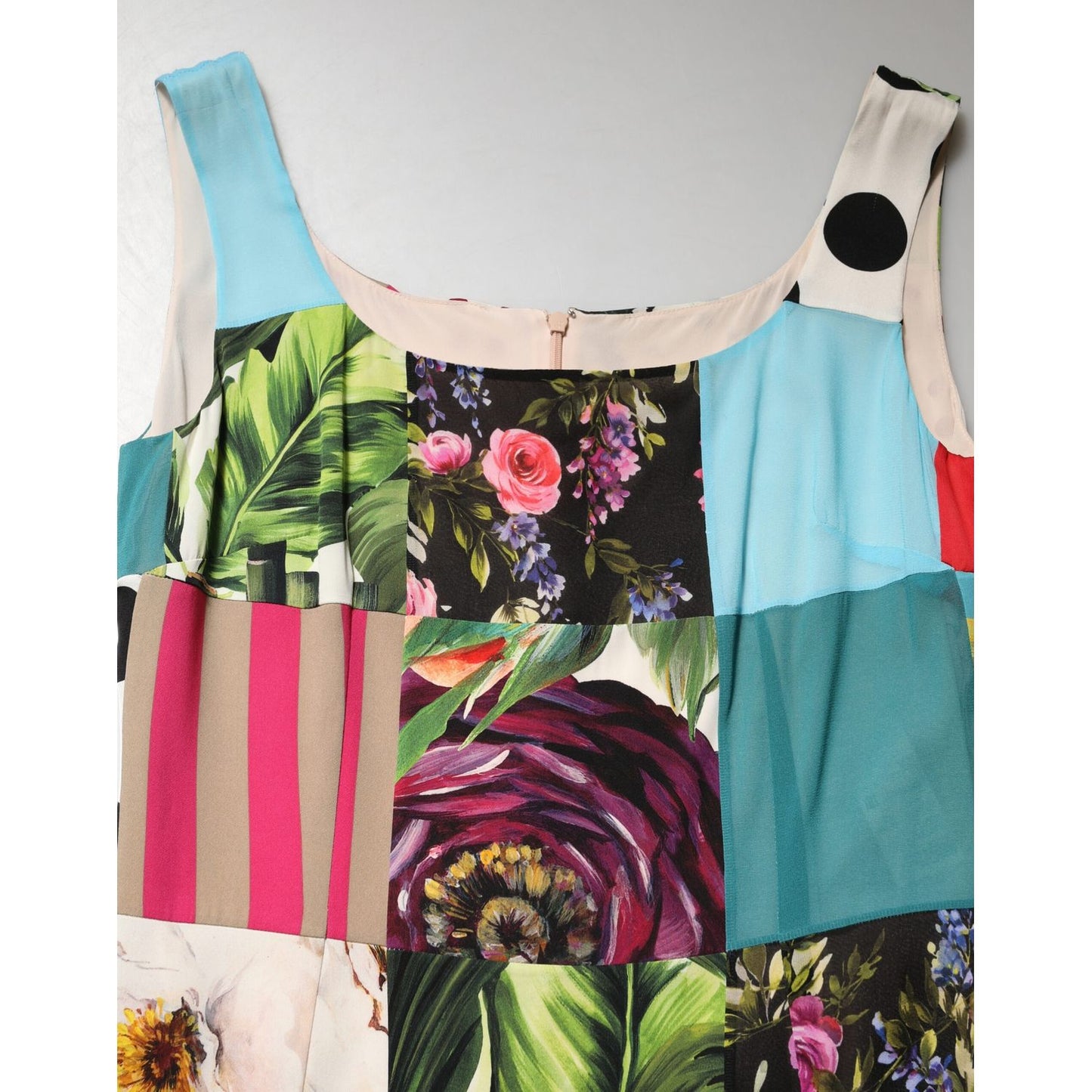 Dolce & Gabbana Multicolor Patchwork Silk Sleeveless Dress