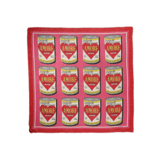 Dolce & Gabbana Pink DG Amore Print Neck Square Shawl 140cm x 135cm Scarf