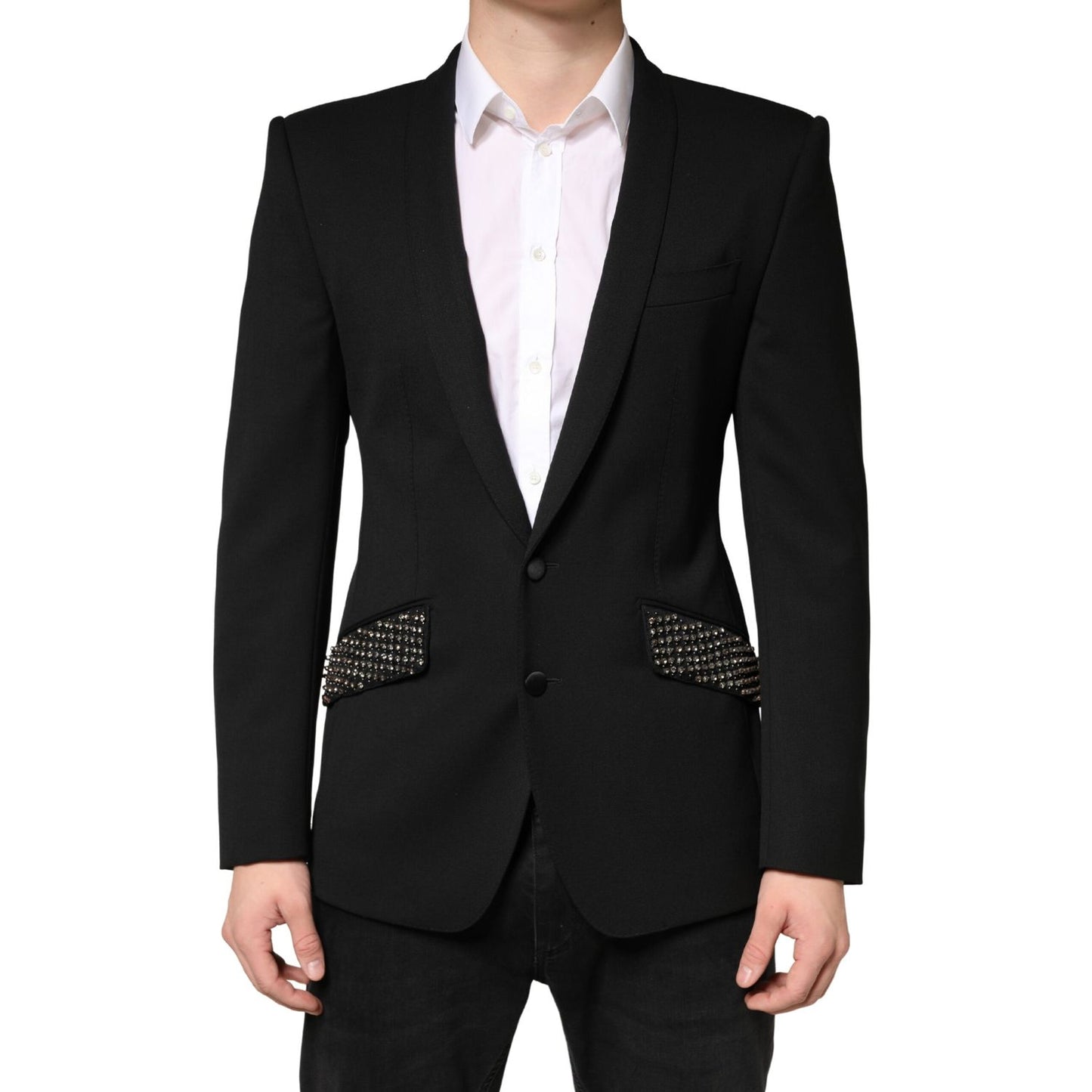 Dolce & Gabbana Black Embellished Single Breasted Blazer