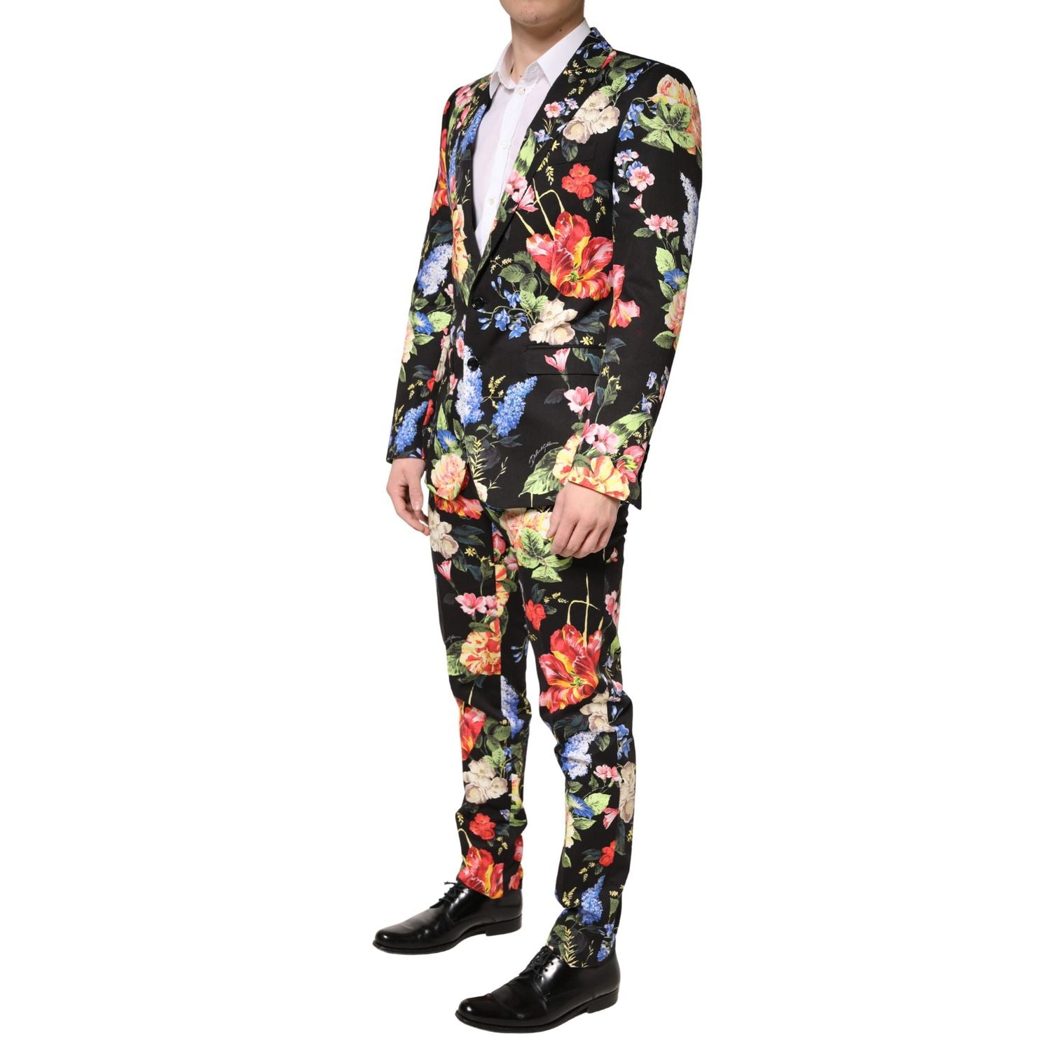 Dolce & Gabbana Black Floral Single Breasted MARTINI 2 Piece Suit