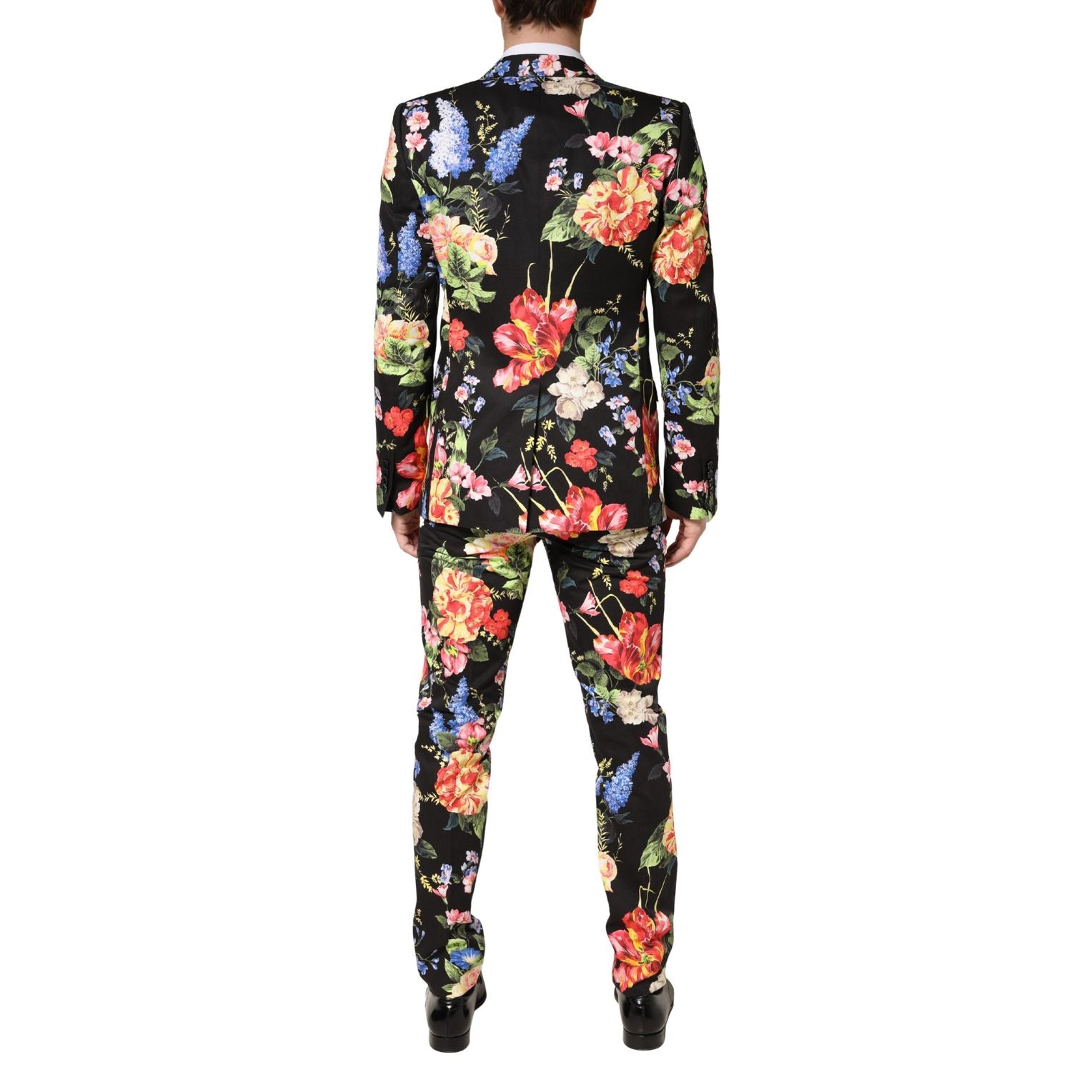 Dolce & Gabbana Black Floral Single Breasted MARTINI 2 Piece Suit