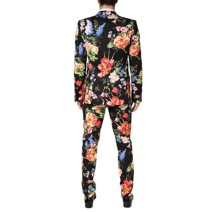 Dolce & Gabbana Black Floral Single Breasted MARTINI 2 Piece Suit
