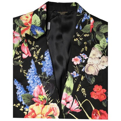 Dolce & Gabbana Black Floral Single Breasted MARTINI 2 Piece Suit