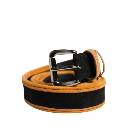 Dolce & Gabbana Men Black Orange Polyester Metal Buckle Belt