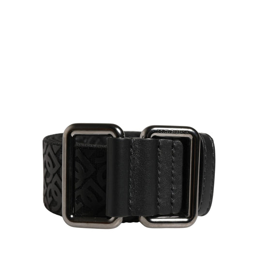 Dolce & Gabbana Men Black DG Logo Polyester Metal Buckle Belt