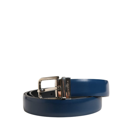 Dolce & Gabbana Men Blue Classic Leather Metal Buckle Belt