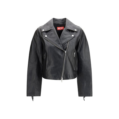 Diesel Black Calf Leather Bos Taurus Leather Jacket