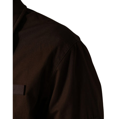 Dolce & Gabbana Brown Cotton Stretch Full Zip Bomber Jacket