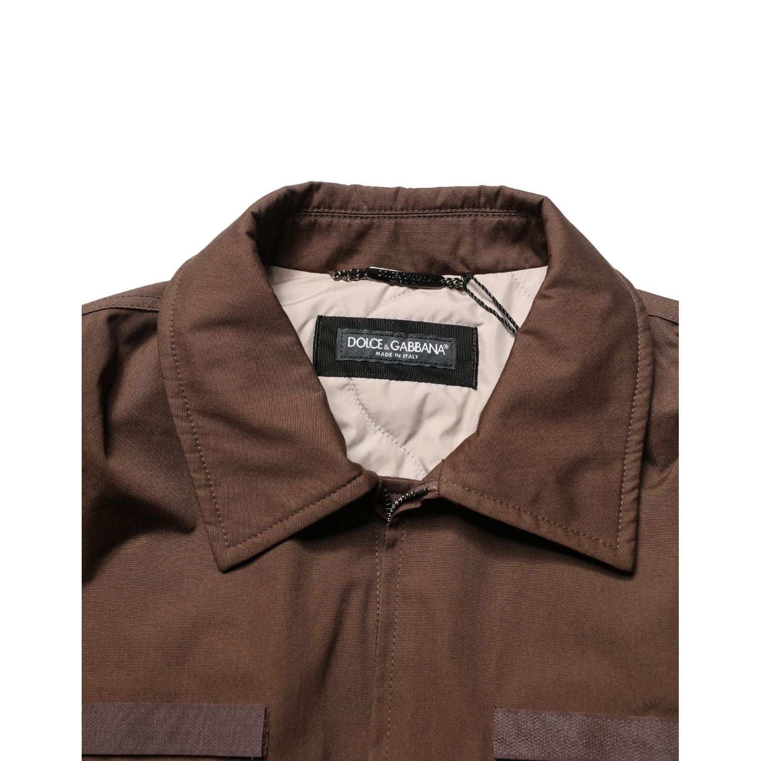 Dolce & Gabbana Brown Cotton Stretch Full Zip Bomber Jacket