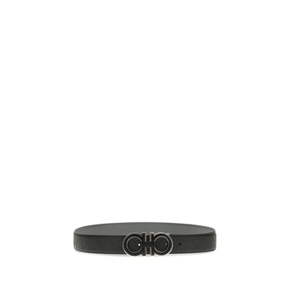 Ferragamo Black Calf Leather Bos Taurus Regular Belt