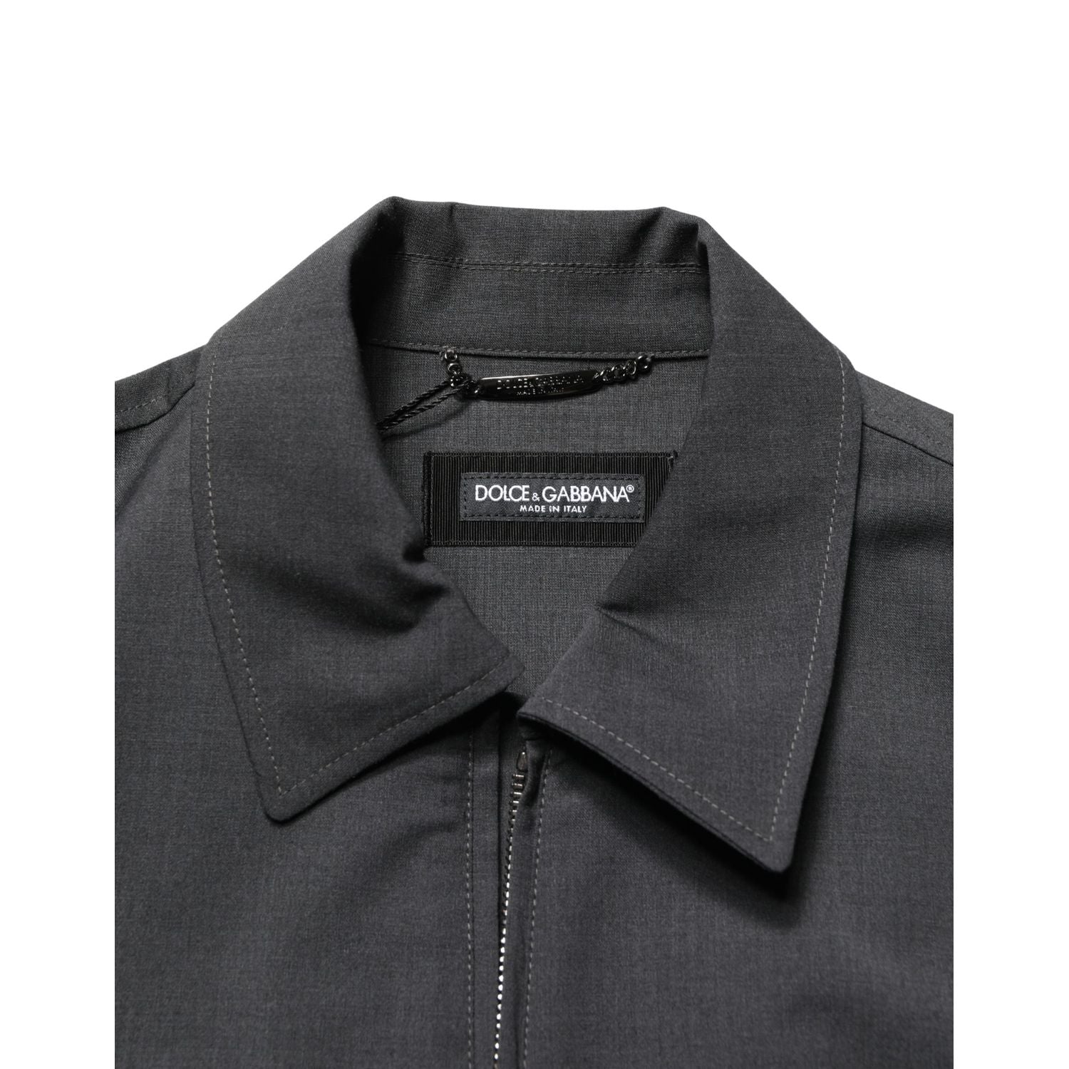 Dolce & Gabbana Black Wool Logo Full Zip Men Bomber Jacket