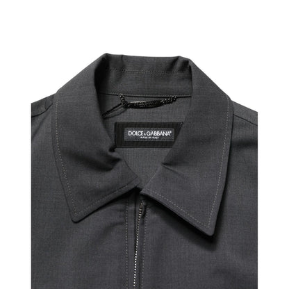 Dolce & Gabbana Black Wool Logo Full Zip Men Bomber Jacket