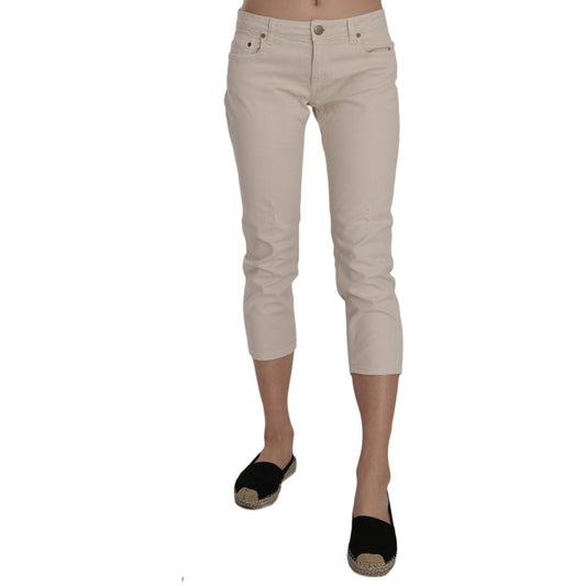 Dondup Beige Low Waist Skinny Cropped Capri Pants Jeans & Pants Dondup