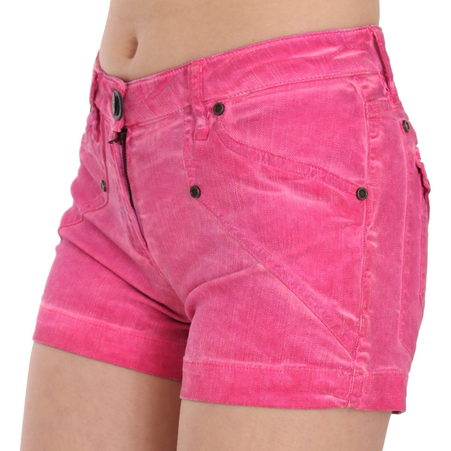 PLEIN SUD Chic Pink Mid Waist Mini Shorts PLEIN SUD