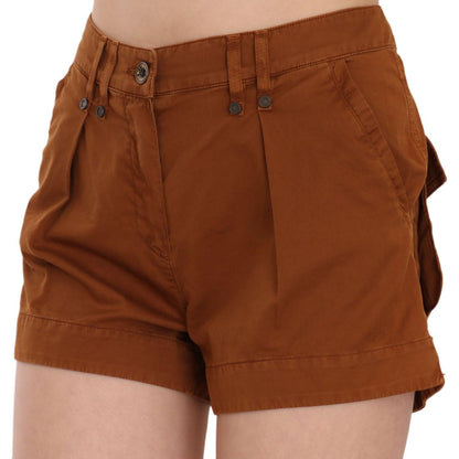 PLEIN SUD Brown Mid Waist Cotton Denim Mini Shorts