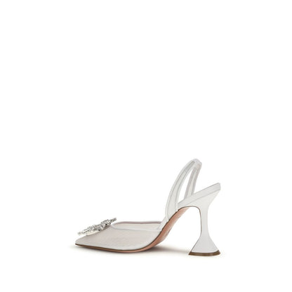 Amina Muaddi White Polyester Platform Pumps