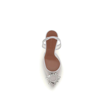 Amina Muaddi White Polyester Platform Pumps
