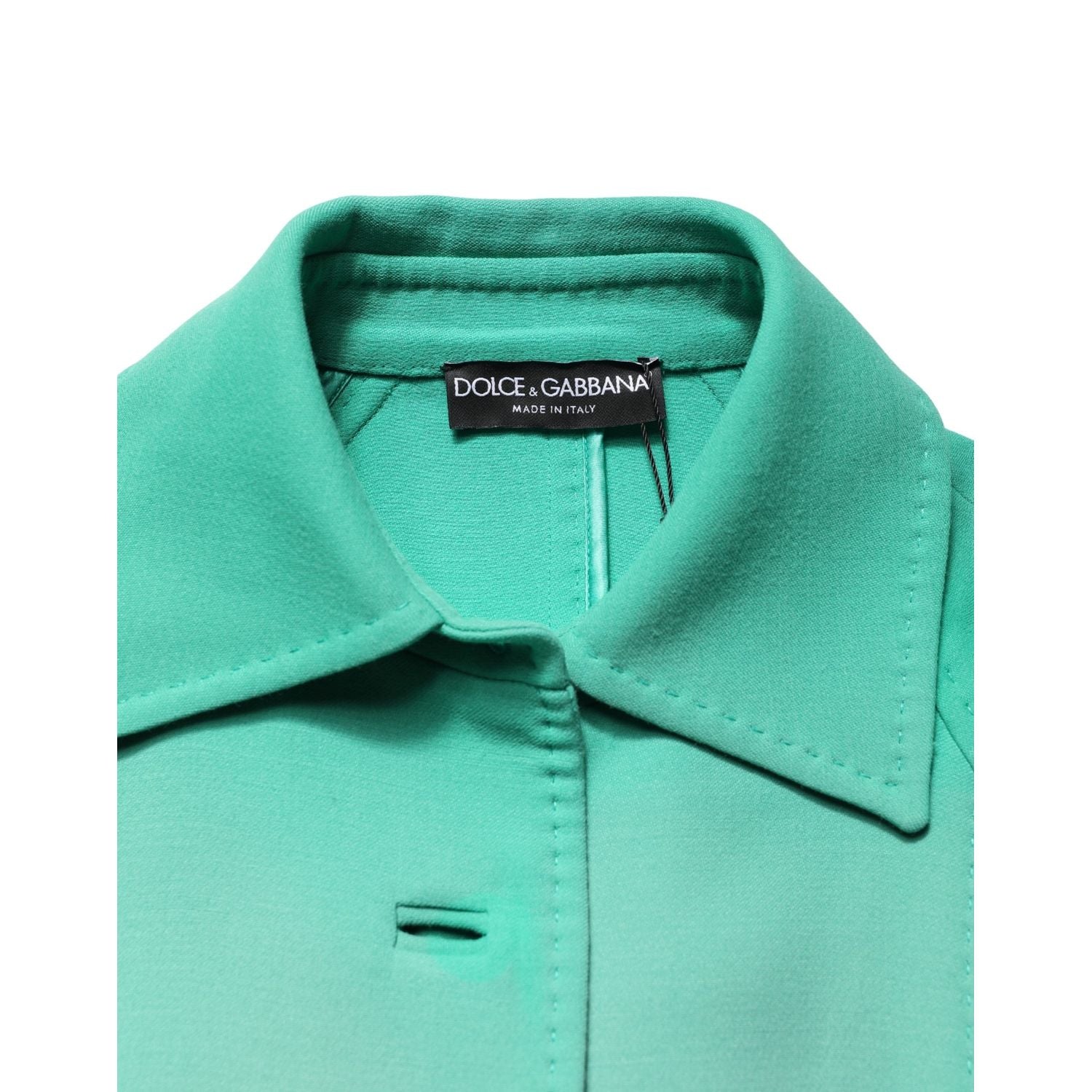 Dolce & Gabbana Green Buttoned Down Belt Trench Coat Jacket
