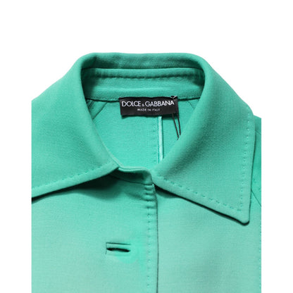 Dolce & Gabbana Green Buttoned Down Belt Trench Coat Jacket