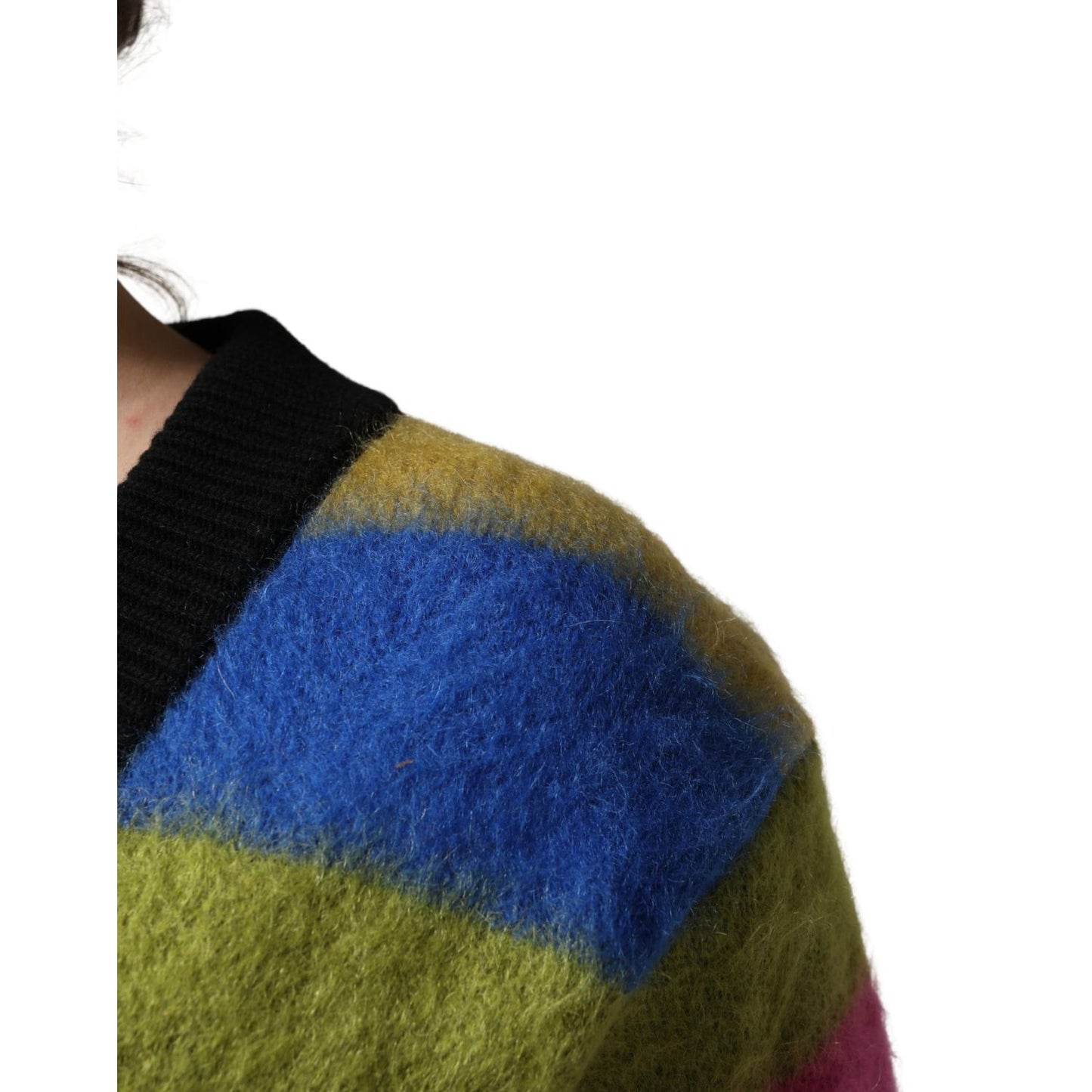 Dolce & Gabbana Multicolor Stripes V-neck Pullover Sweater