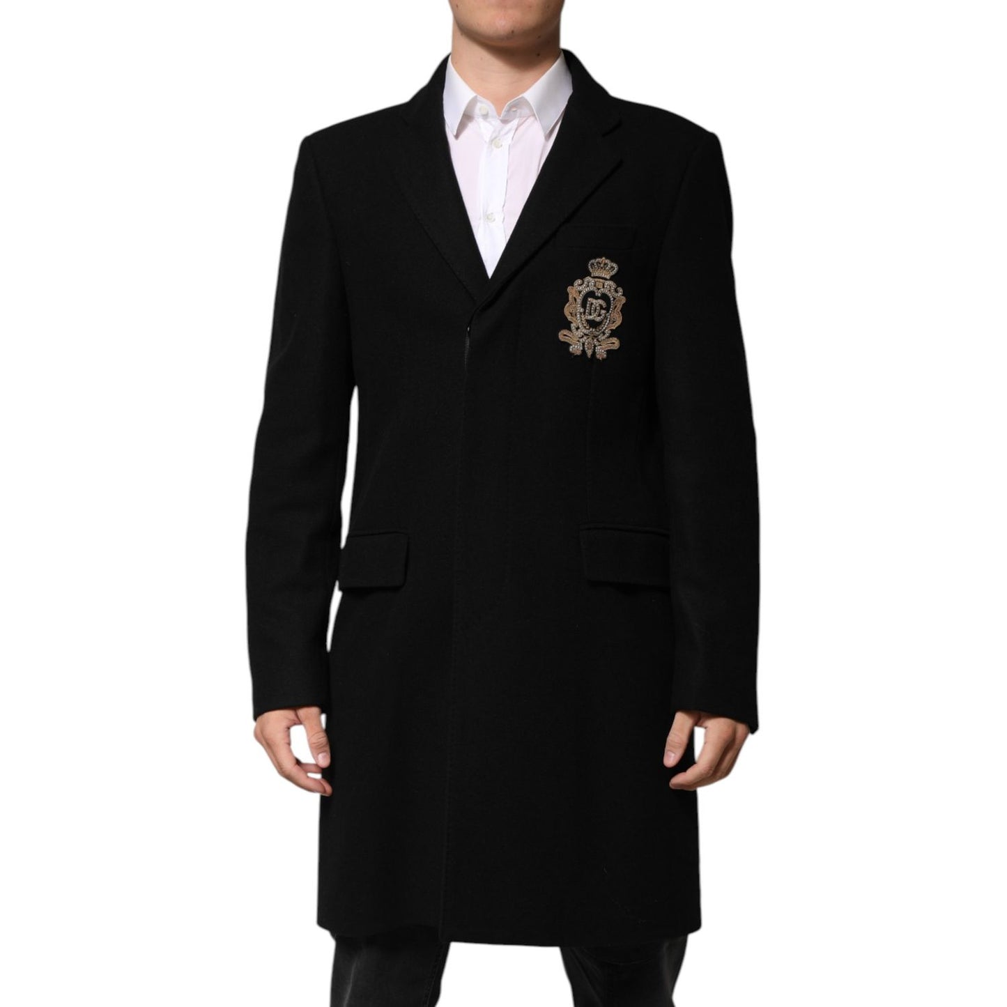 Dolce & Gabbana Black Heraldic Patch Single Breasted Blazer Jacket