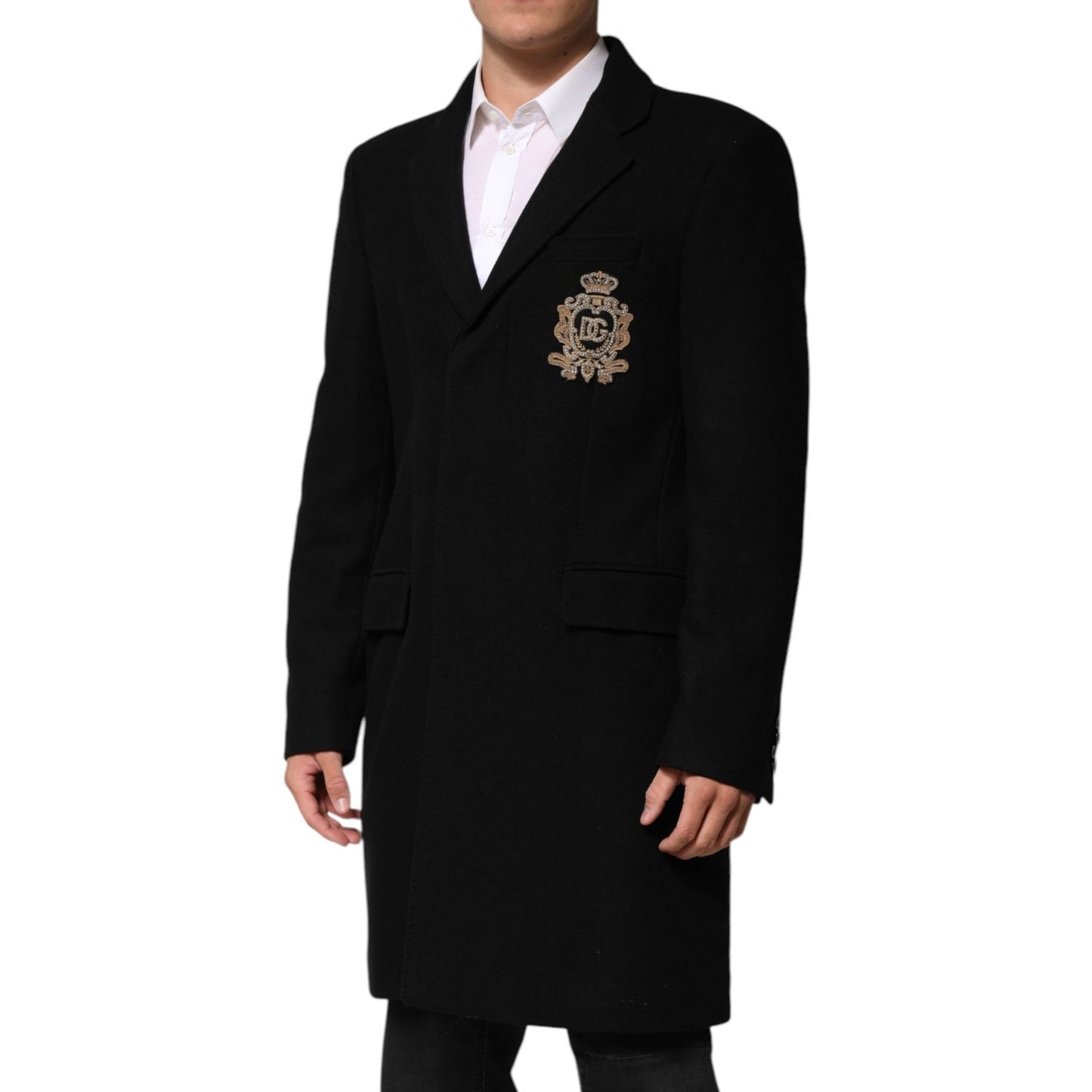 Dolce & Gabbana Black Heraldic Patch Single Breasted Blazer Jacket