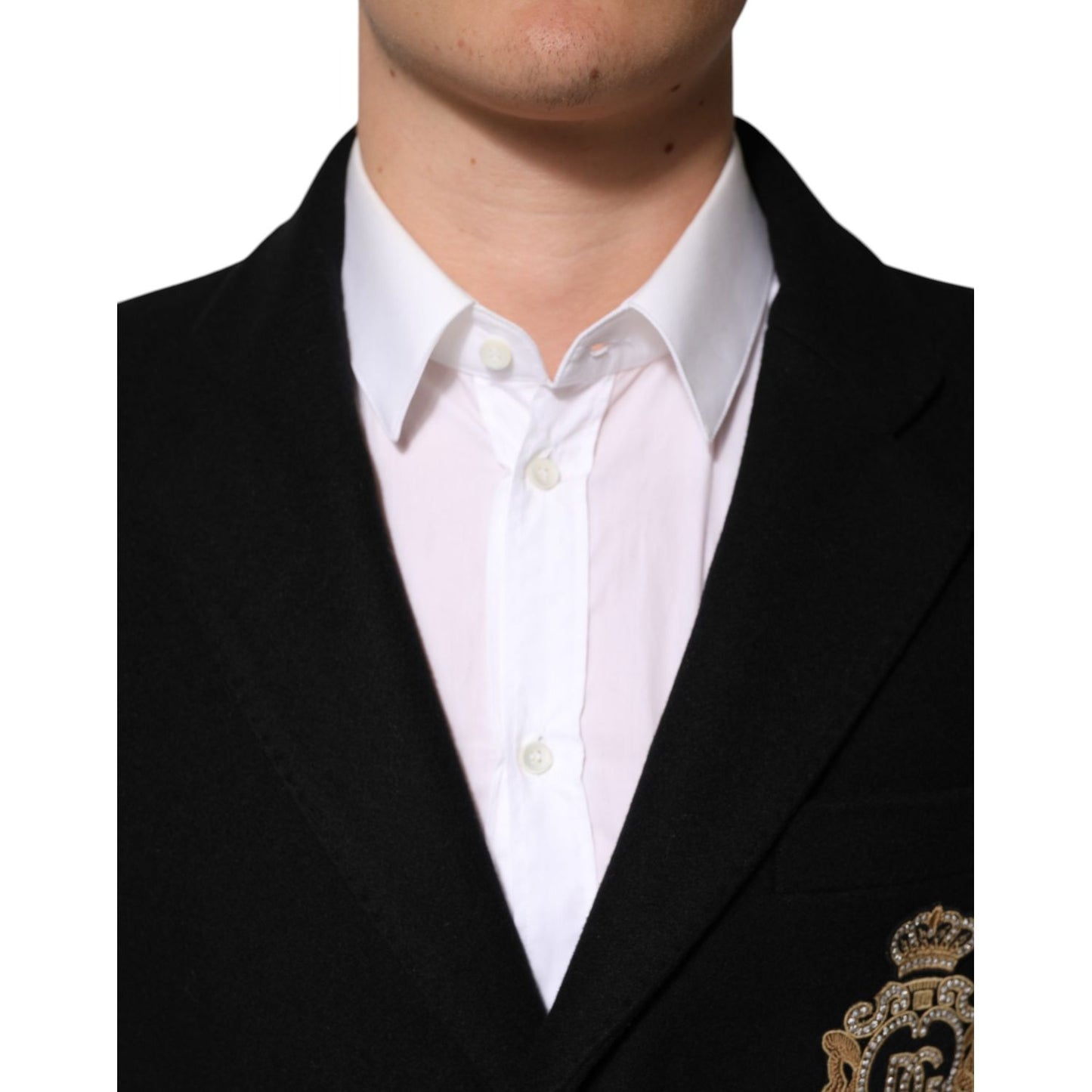 Dolce & Gabbana Black Heraldic Patch Single Breasted Blazer Jacket