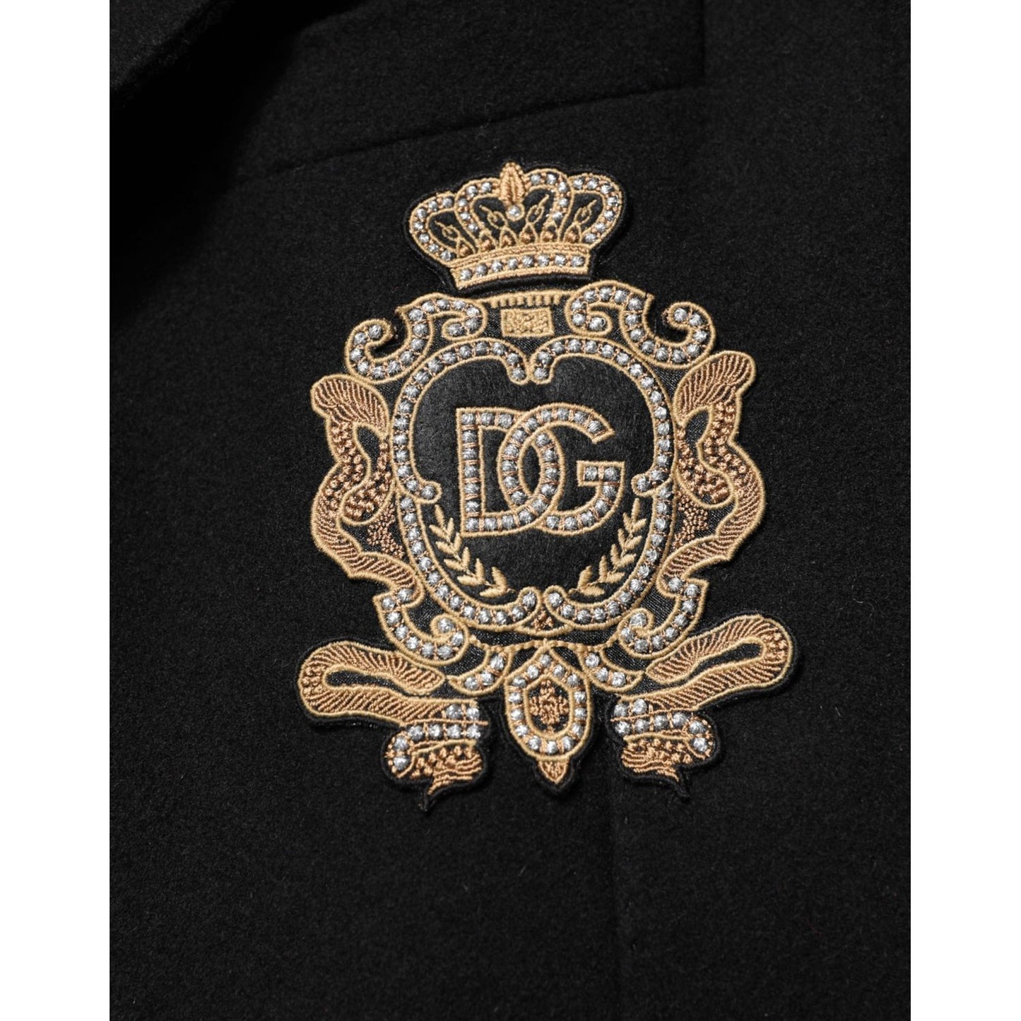 Dolce & Gabbana Black Heraldic Patch Single Breasted Blazer Jacket