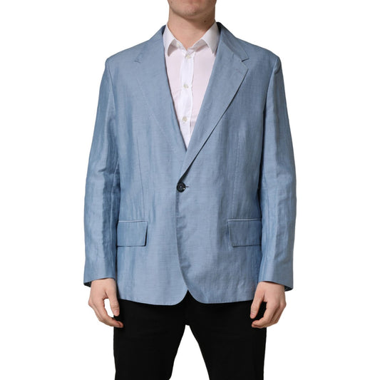 Dolce & Gabbana Light Blue Single Breasted Men Jacket Blazer