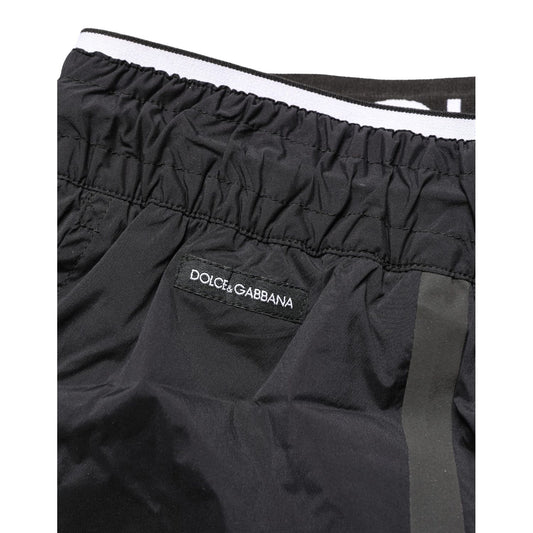 Dolce & Gabbana Black Nylon Elastic Waist Swim Shorts Swimwear