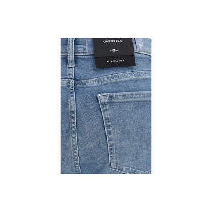 7FOR Blue Cotton Flared Jeans