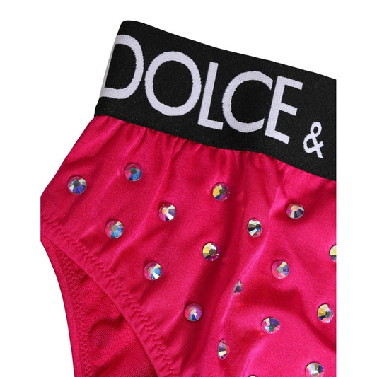 Dolce & Gabbana Pink Crystal High Waist Brief Panty Underwear
