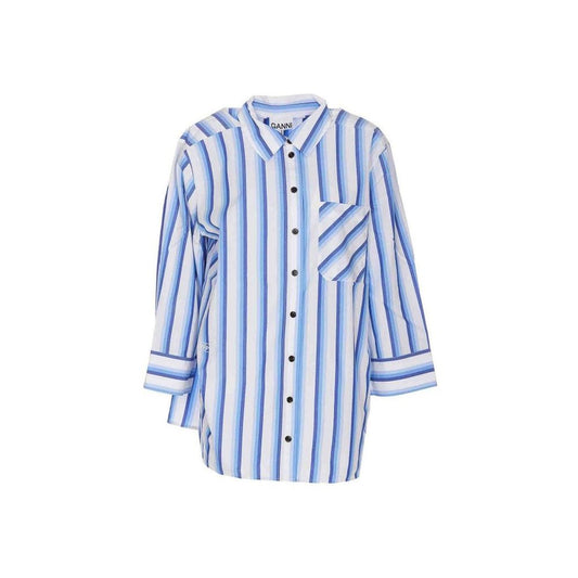 Ganni Blue Cotton Blouse