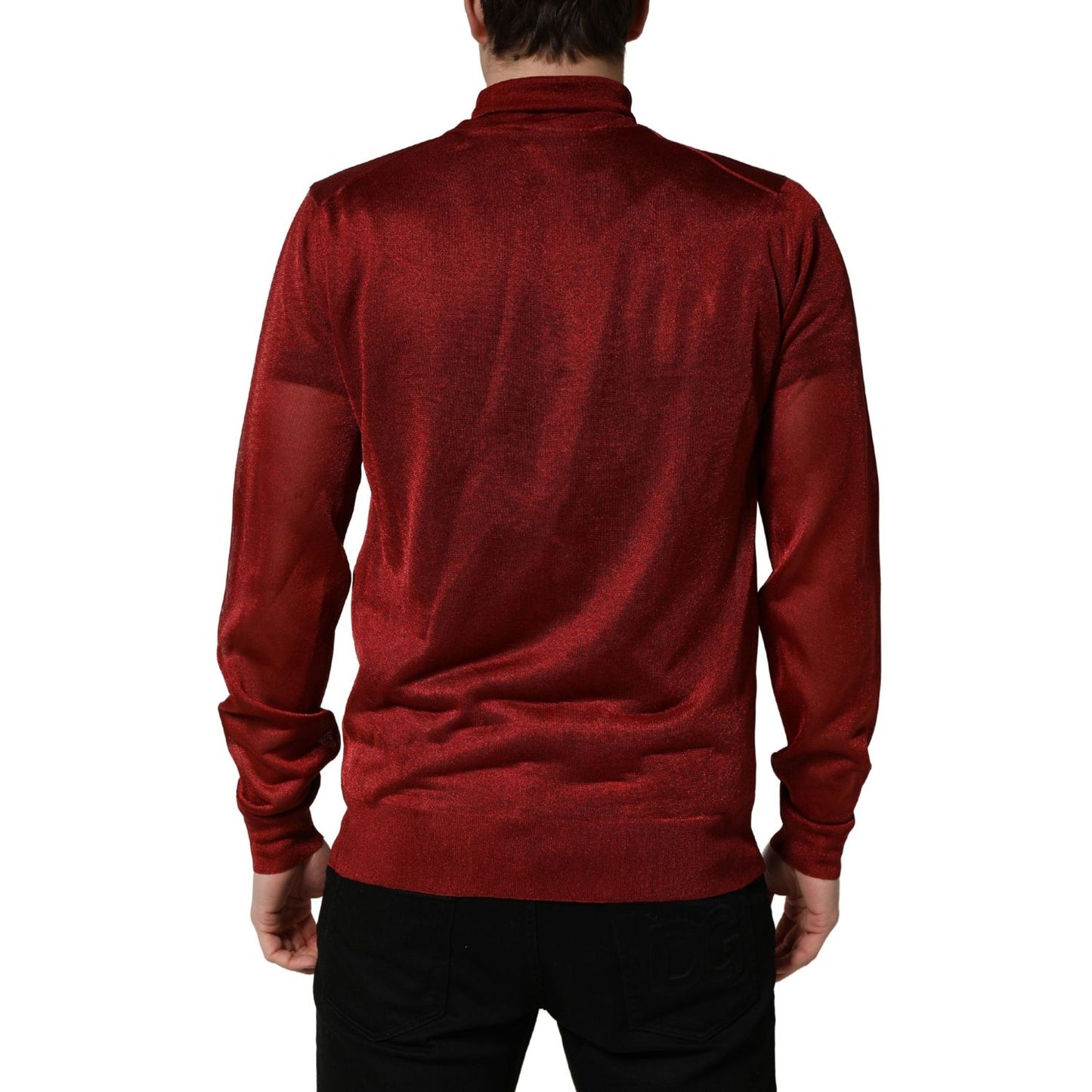 Dolce & Gabbana Red Long Sleeve TurtleNeck Pullover Sweater