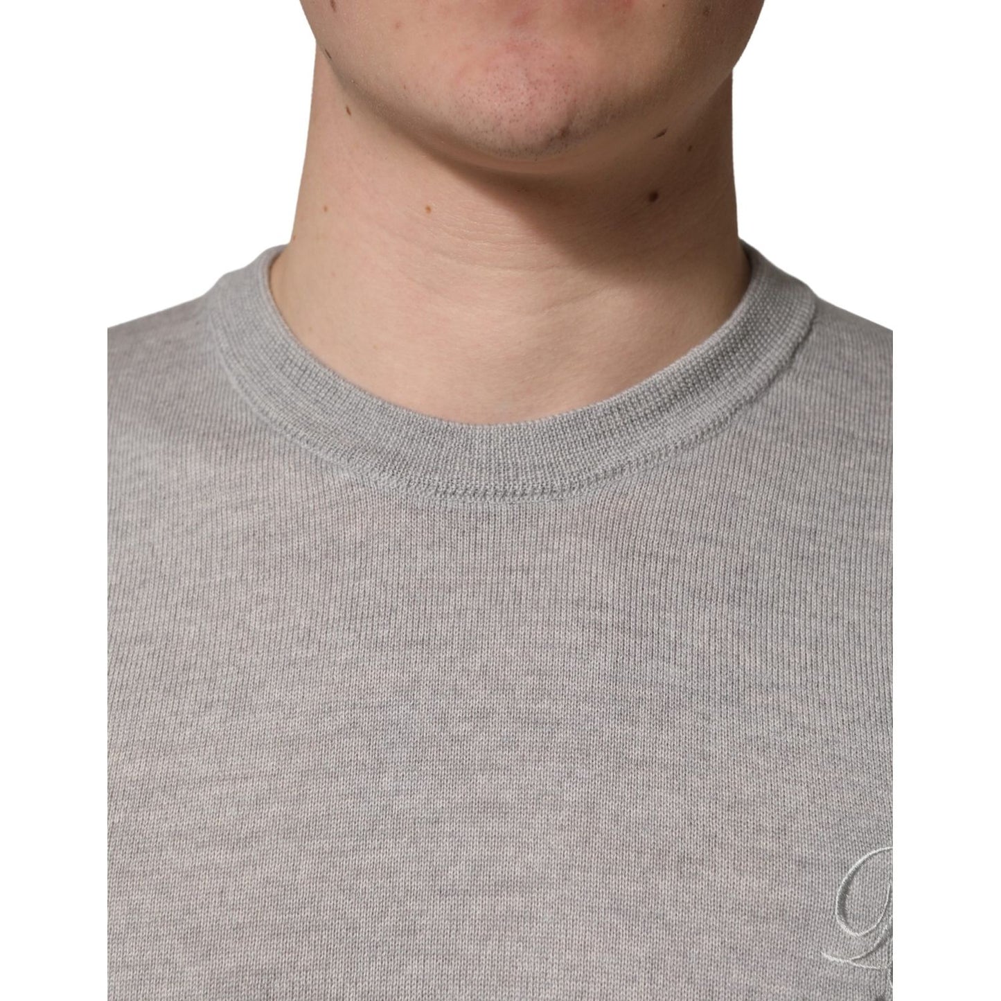 Dolce & Gabbana Gray Long Sleeves Crew Neck Pullover Sweater